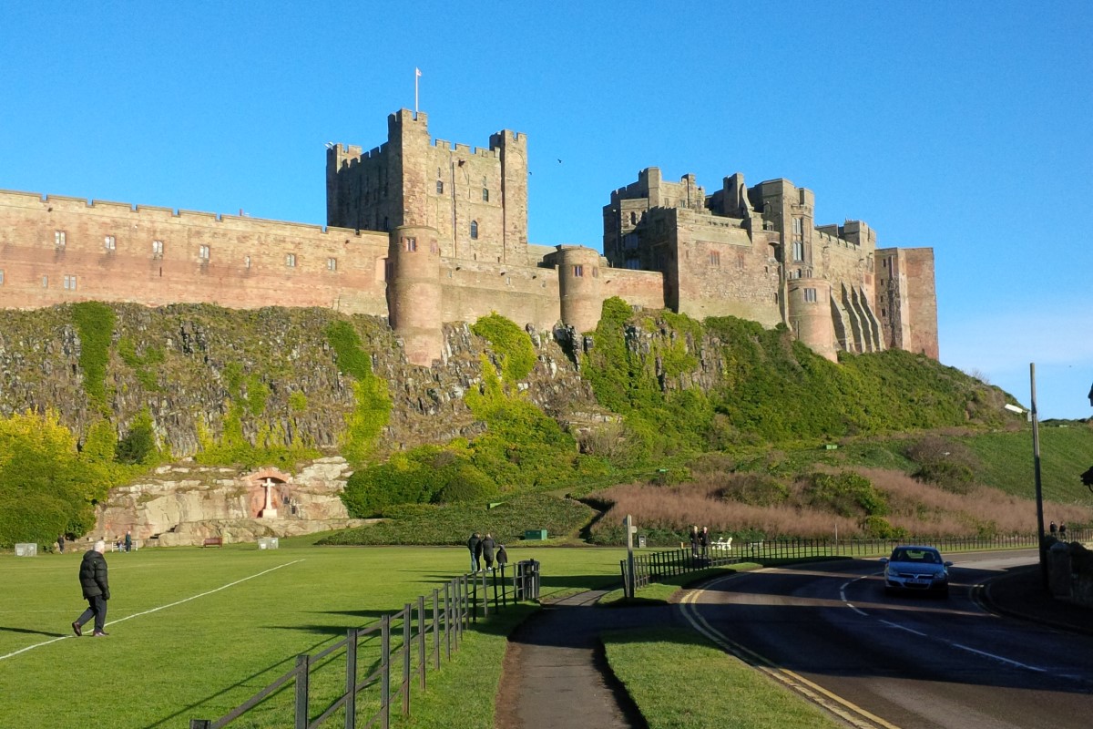 View of Bamburgh Castle from the Road